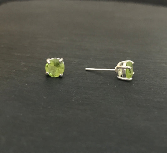 Peridot Round Stud Earrings image 1
