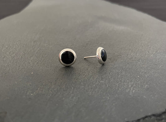 Black Onyx Round Stud Earrings image 1