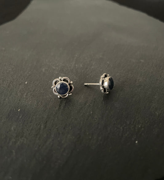 Sapphire and Silver Stud Earrings image 1
