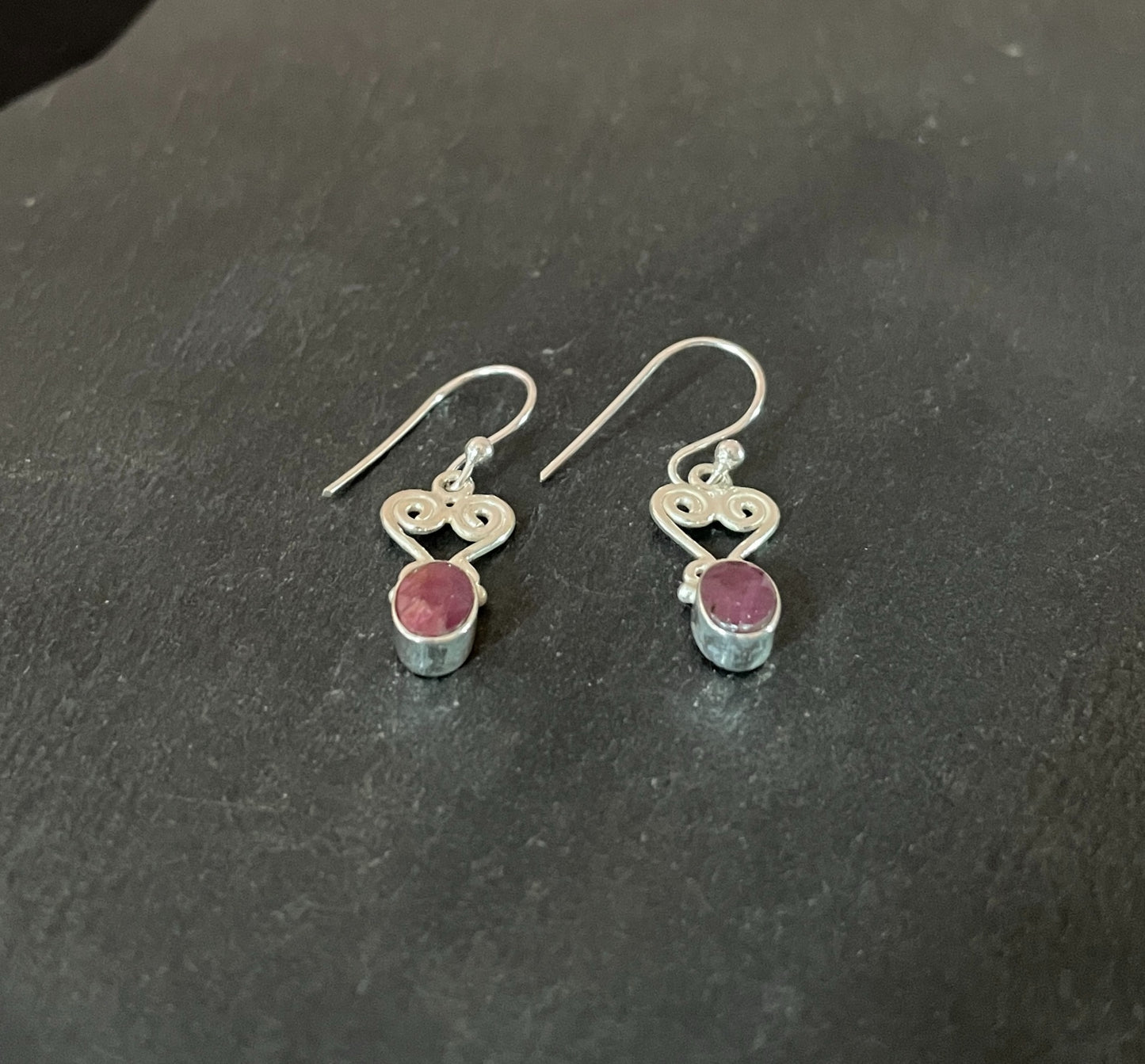 Ruby and Silver Earrings image 1