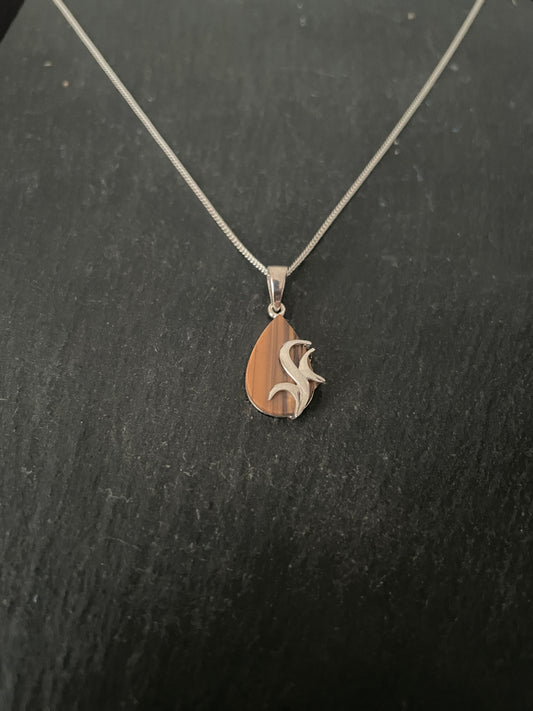 Tiger's Eye Teardrop and Silver Pendant image 1
