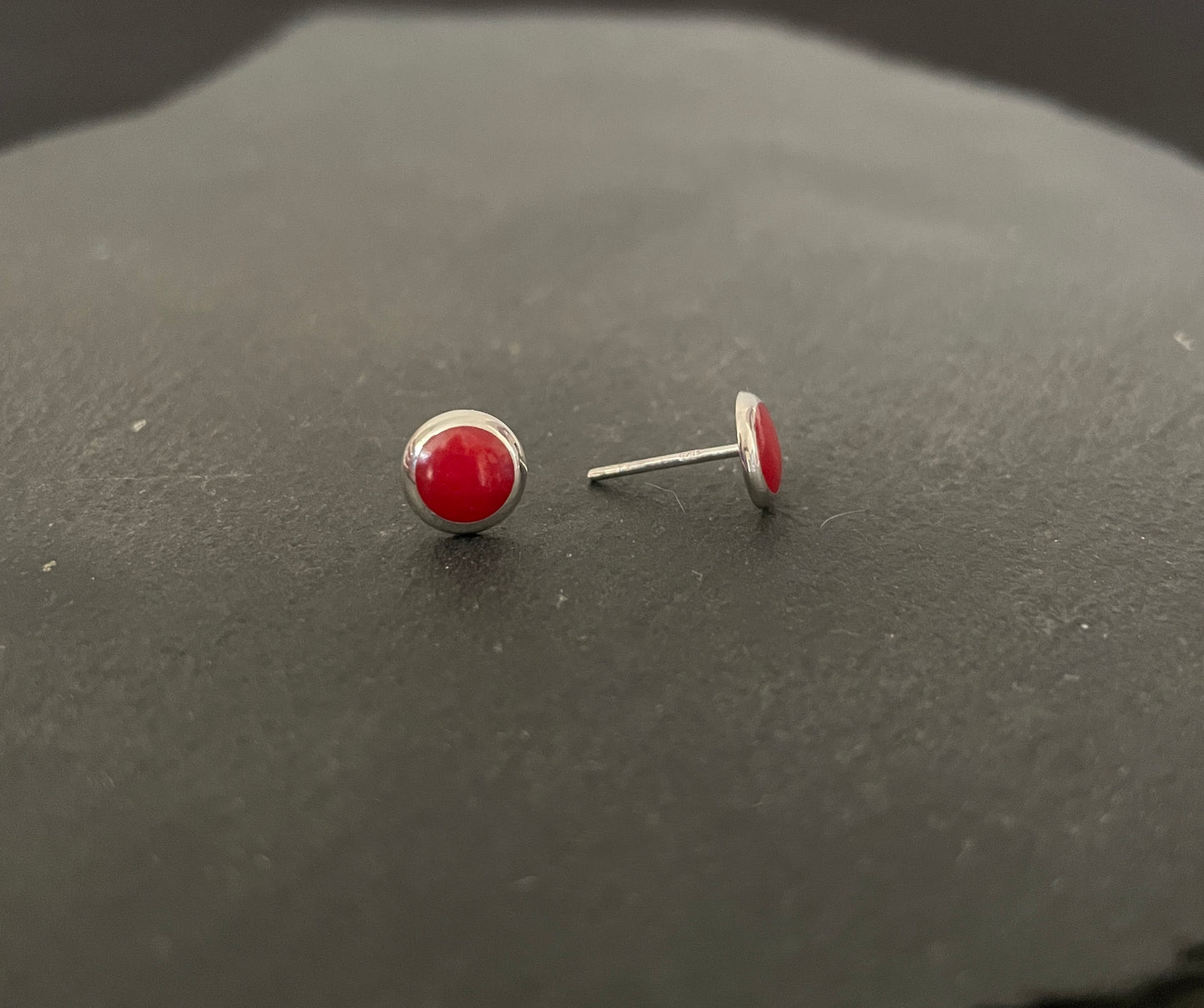 Round Coral Stud Earrings image 1
