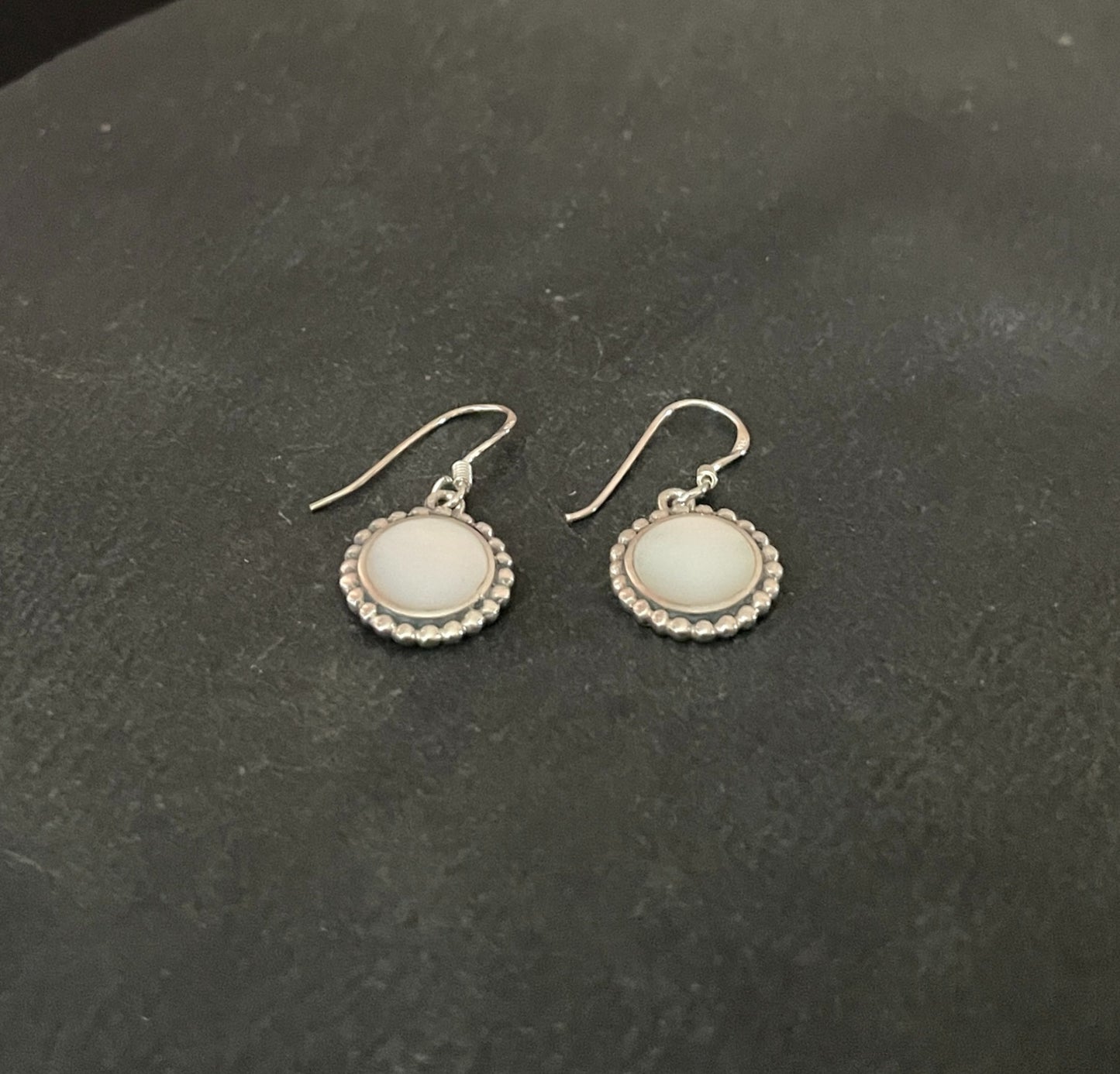 Mother of Pearl Round Earrings image 1