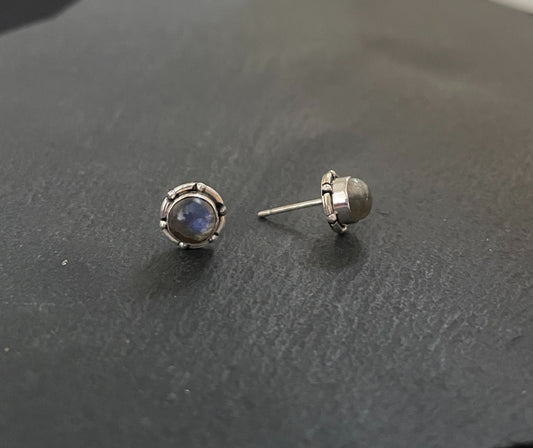 Round Labradorite Stud Earrings image 1