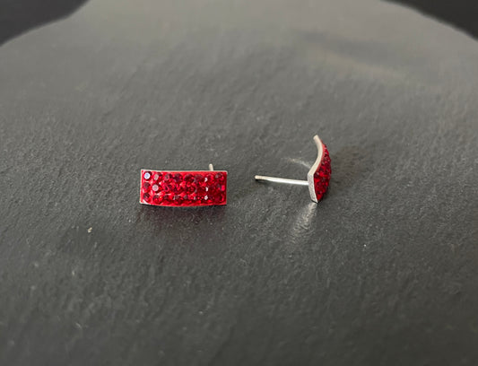 Cubic Zirconia Rectangle Stud Earrings image 1