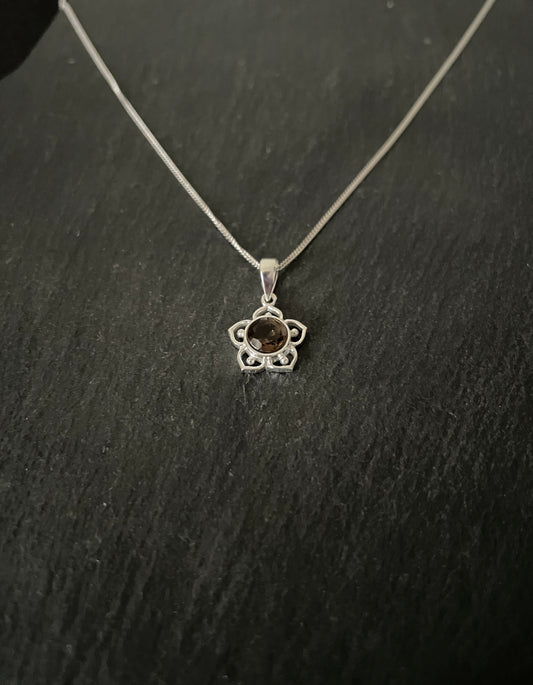 Smokey Quartz Flower Pendant image 1