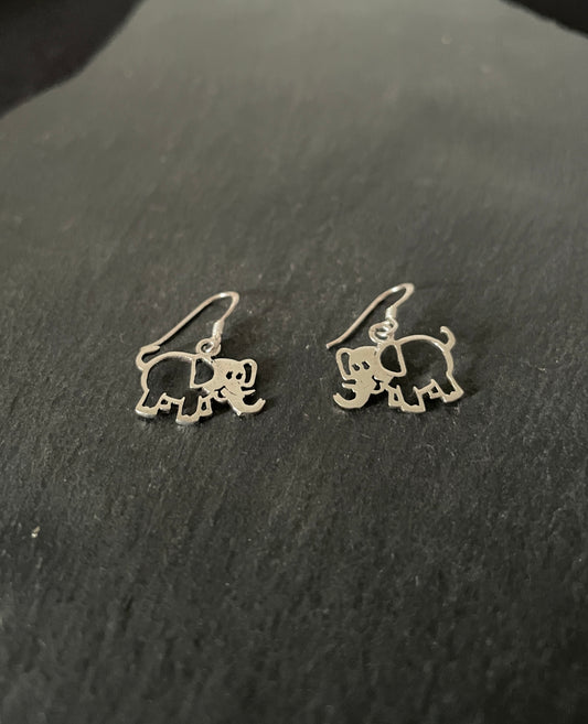 Silver Elephant Earrings image 1