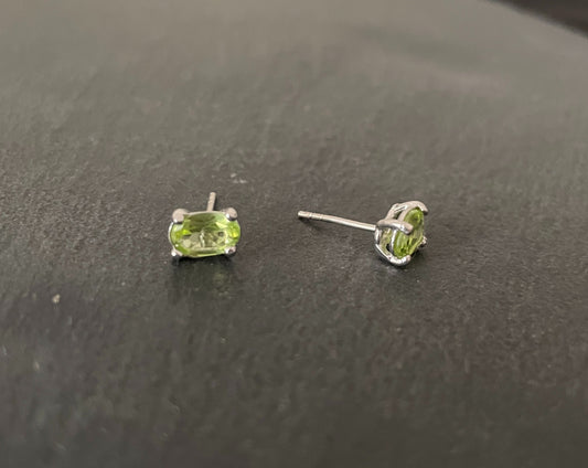 Peridot Oval Stud Earrings image 1