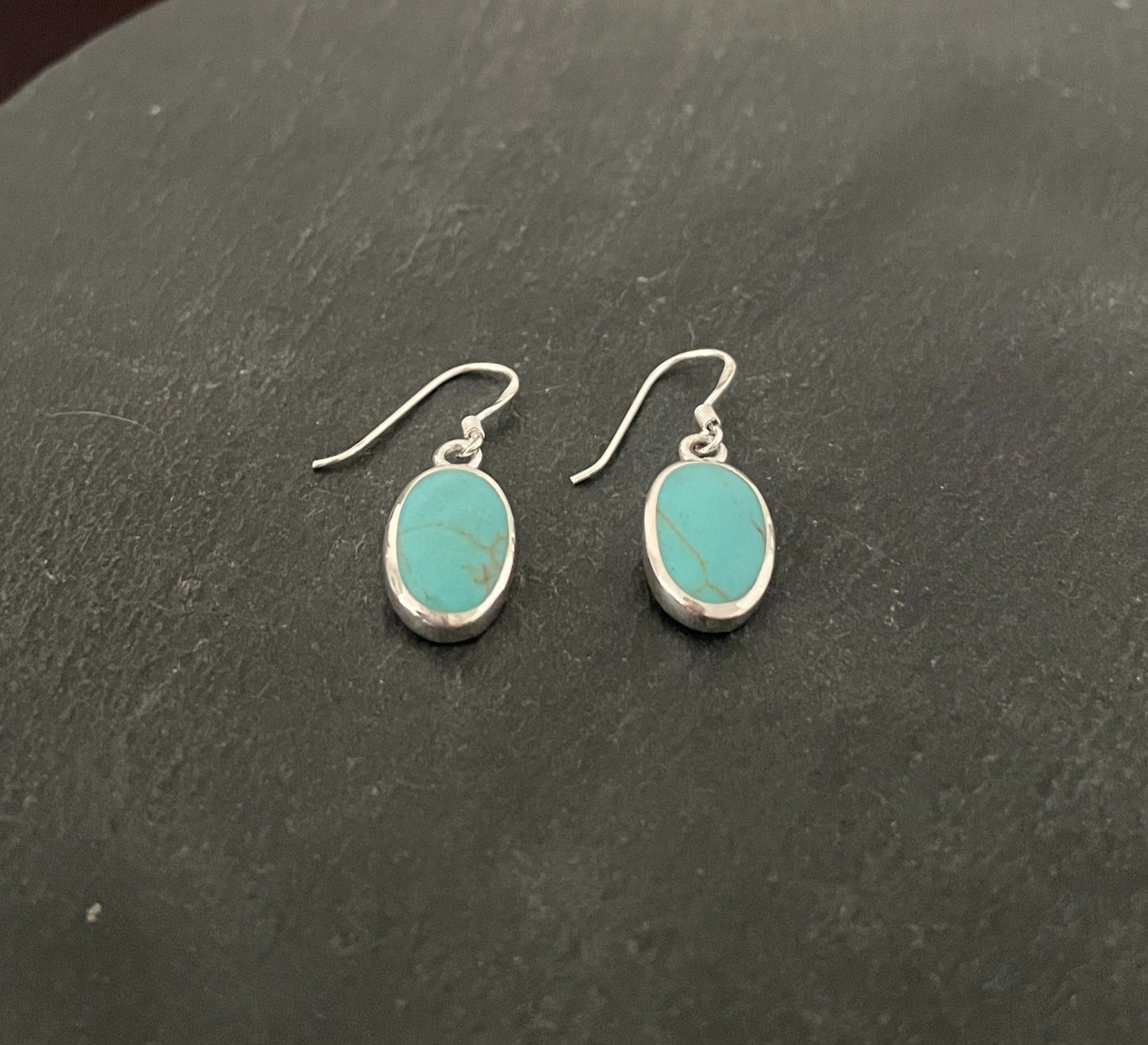 Oval Turquoise and Silver Earrings image 1