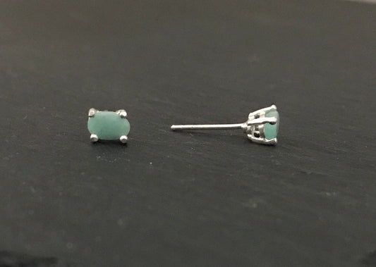 Oval Emerald Stud Earrings image 1