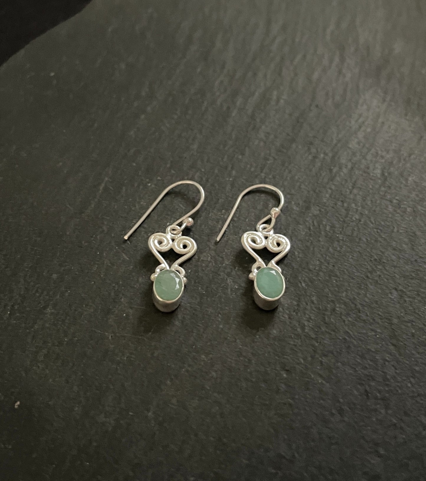 Emerald and Silver Earrings image 1