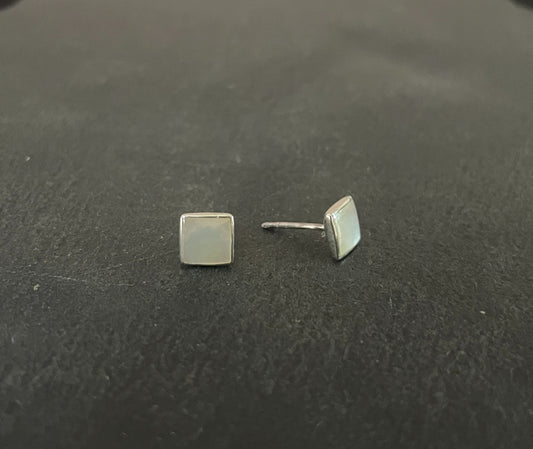 Mother of Pearl Square Stud Earrings image 1