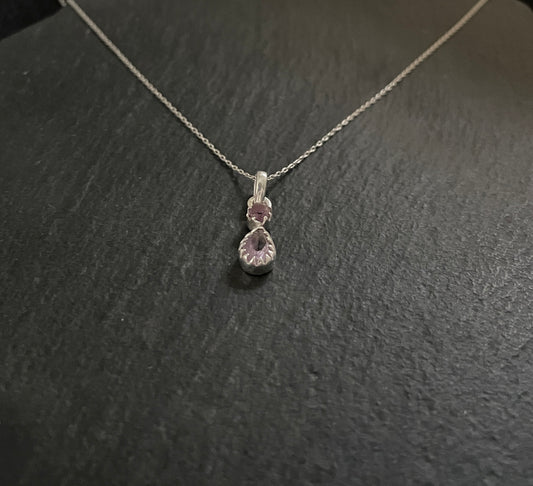 Amethyst and Silver Drop Pendant image 1
