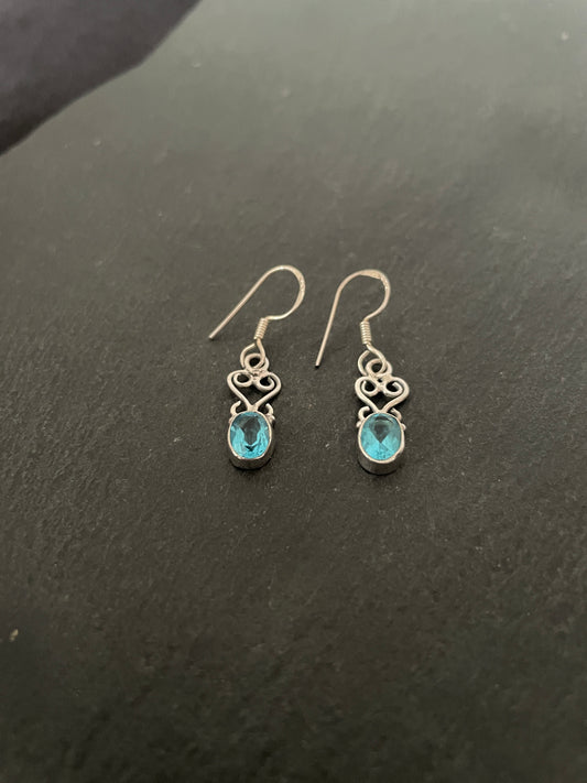 Blue Topaz and Silver Drop Earrings image 1