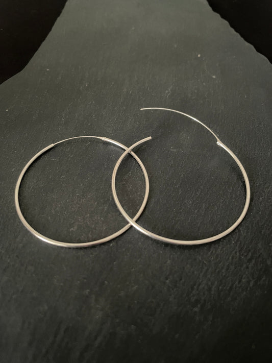 Round Silver Hoops image 1