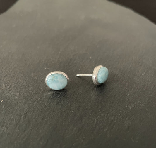 Oval Larimar Stud Earring image 1