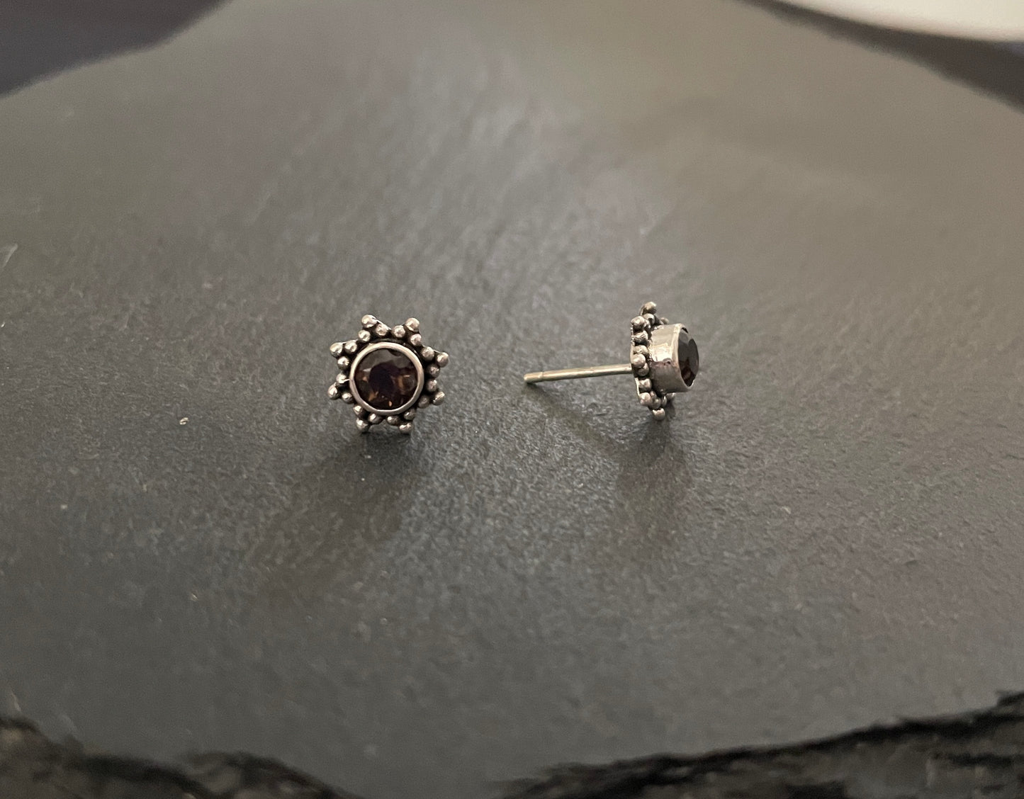 Smokey Quartz Stud Earrings image 1