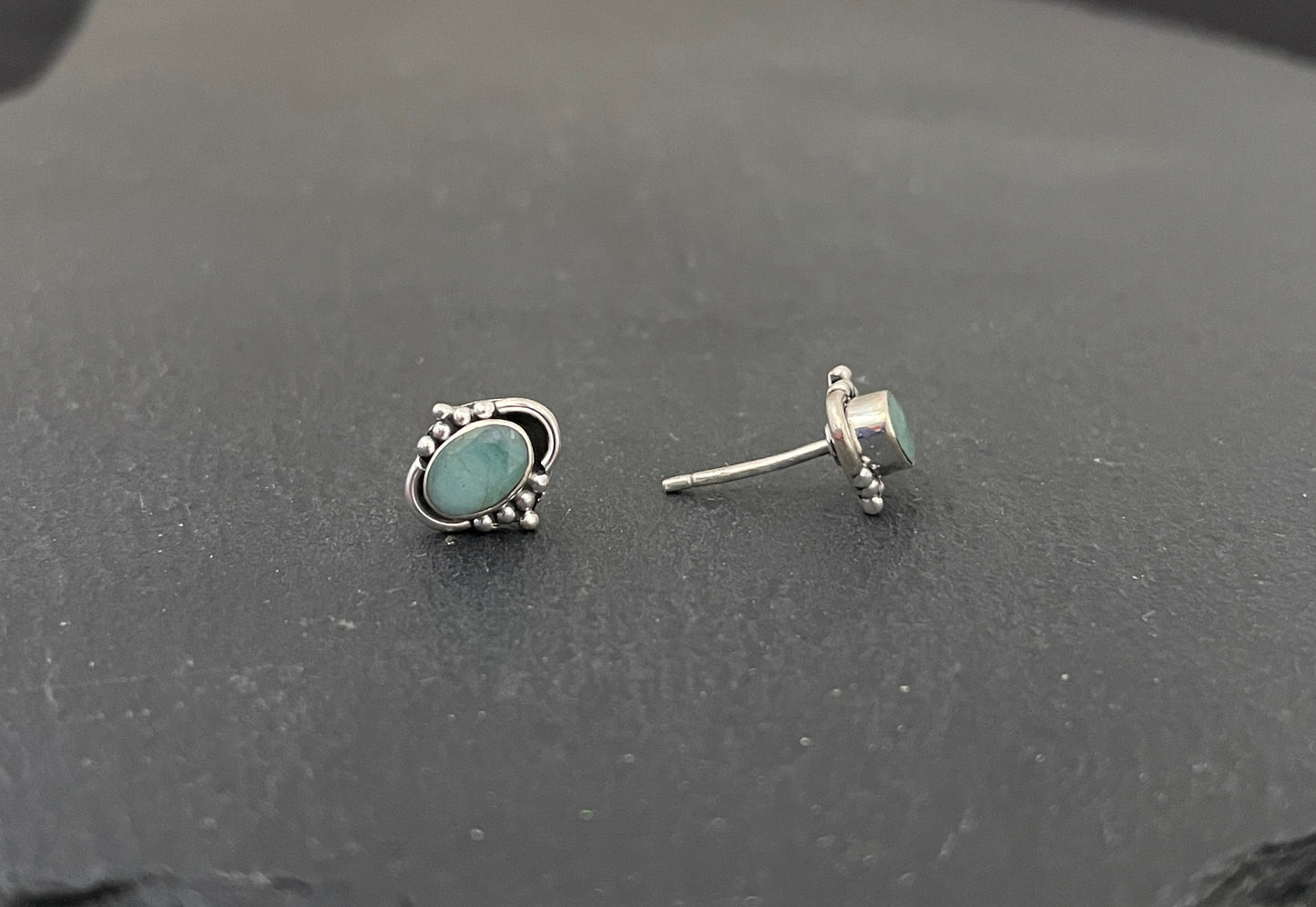 Emerald Oval Stud Earrings image 1