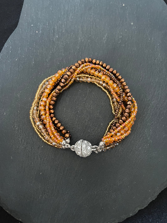 Brown Multi Row Coloured Round Bead Bracelet image 1