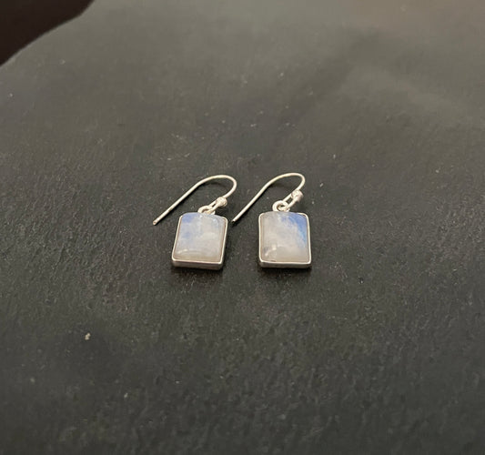 Moonstone Rectangle Earrings image 1