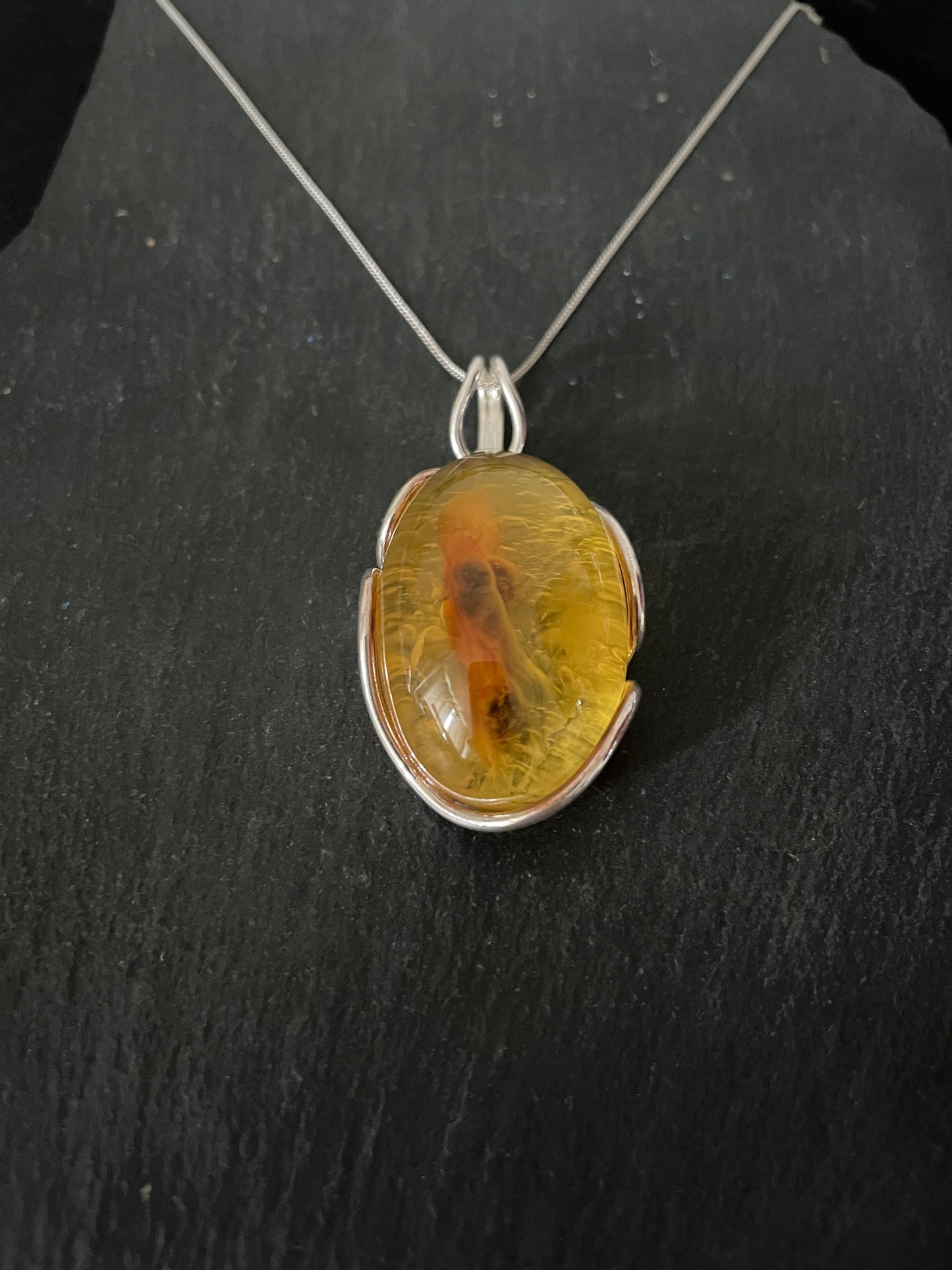 Amber Pendant with Handmade Silver Pendant image 2