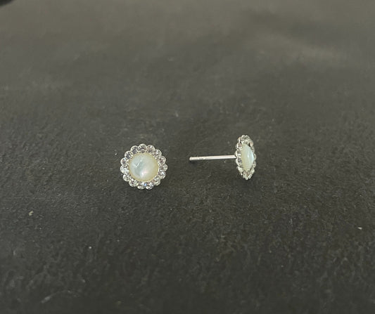 Mother of Pearl and Cubic Zirconia Stud Earrings image 1