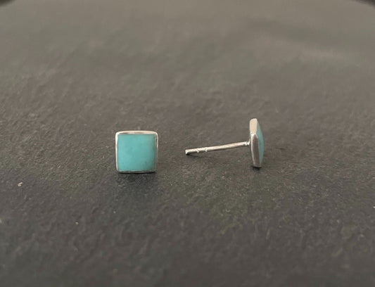 Turquoise Square Stud Earrings image 1