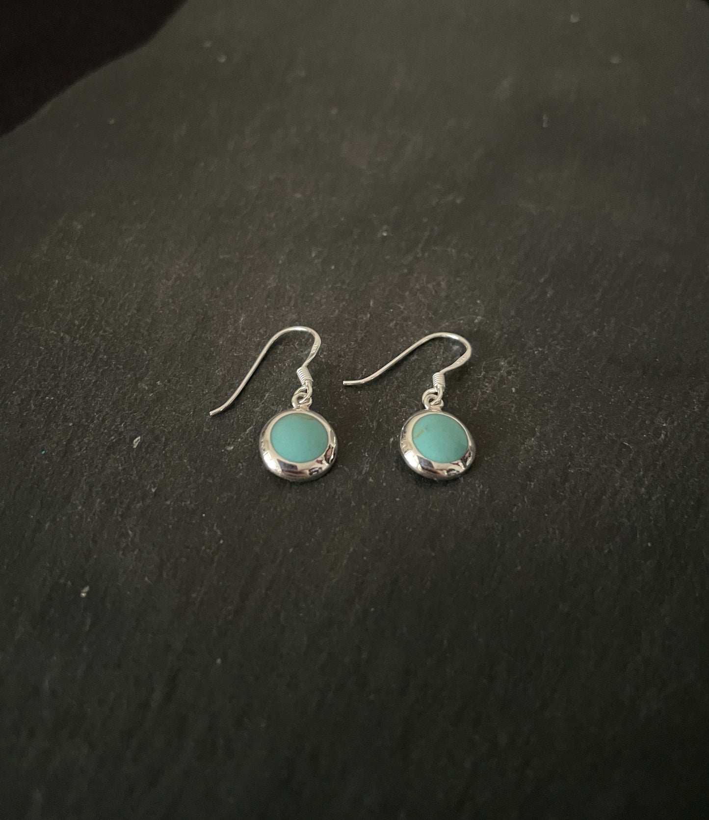 Round Turquoise and Silver Earrings image 1