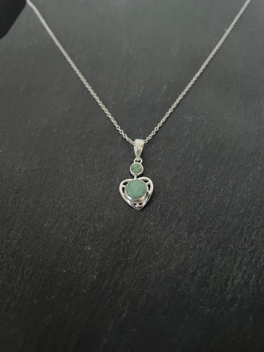 Emerald Two Stone Drop Pendant image 1