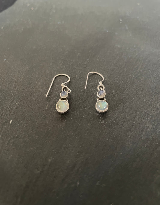 Moonstone Round Drop Earrings image 1