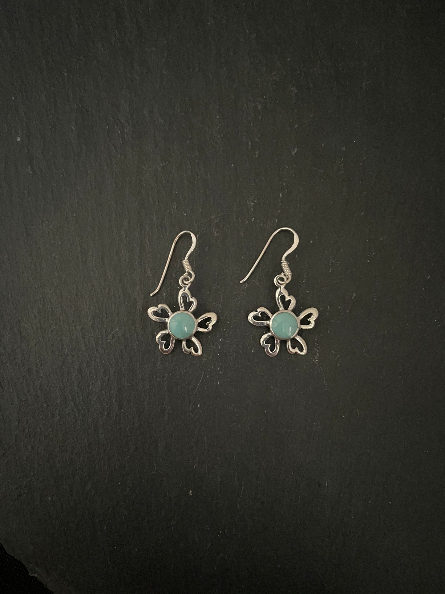 Turquoise Flower Earrings image 0