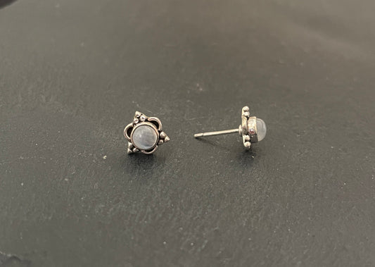 Moonstone and Silver Stud Earrings image 1
