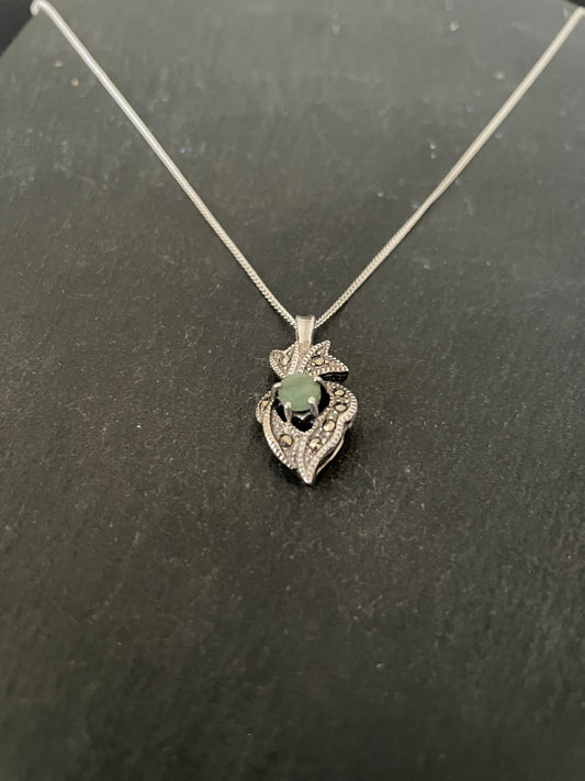 Emerald and Marcasite Pendant image 1
