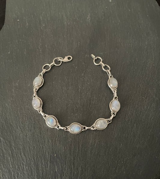 Oval Moonstone and Silver Bracelet image 1