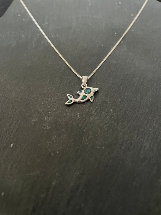 Synthetic Opal Dolphin Pendant image 1