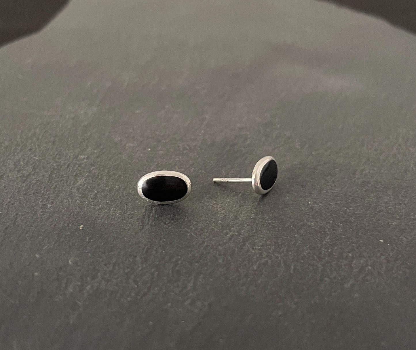 Black Onyx Oval Stud Earrings image 1
