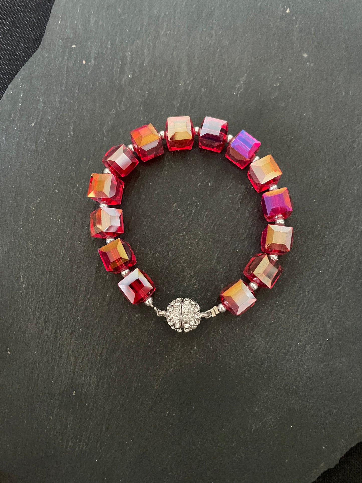 Red Square Coloured Bead Bracelet image 1