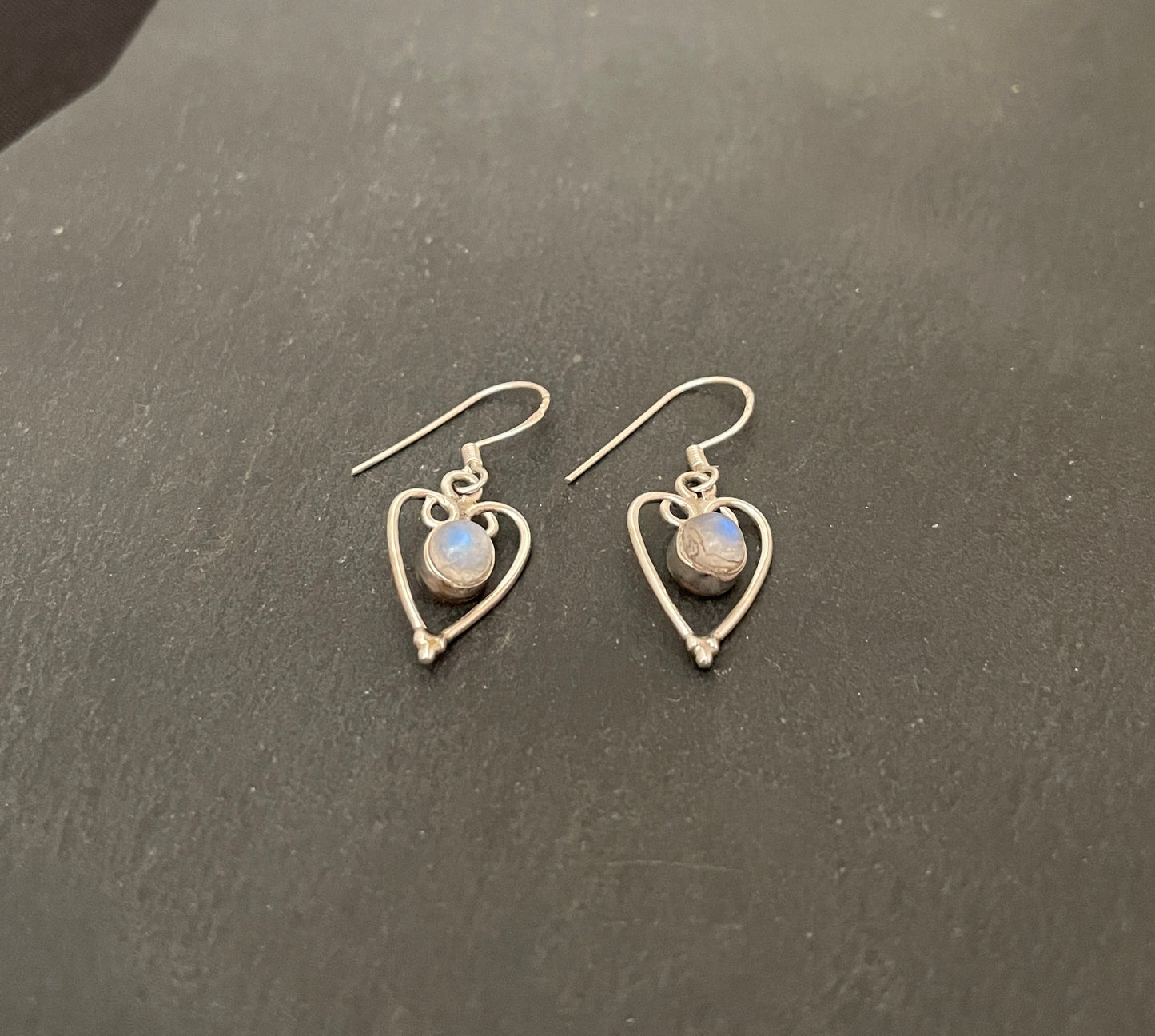 Moonstone Heart Earrings image 1