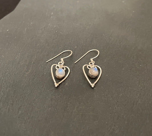 Moonstone Heart Earrings image 1