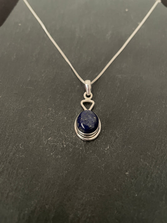 Lapis Lazuli and Silver Oval Pendant image 1