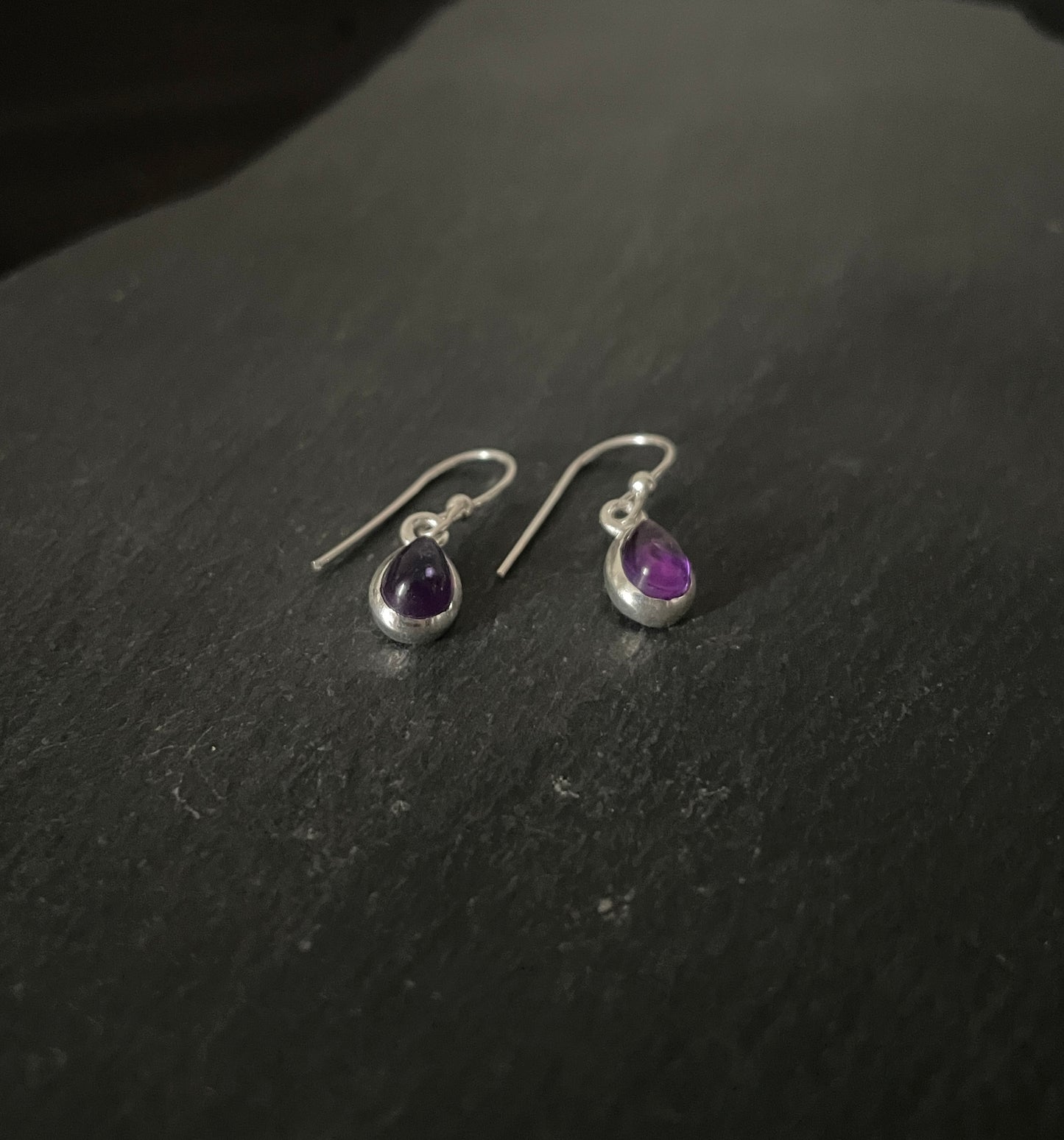 Teardrop Amethyst Drop Earrings image 1