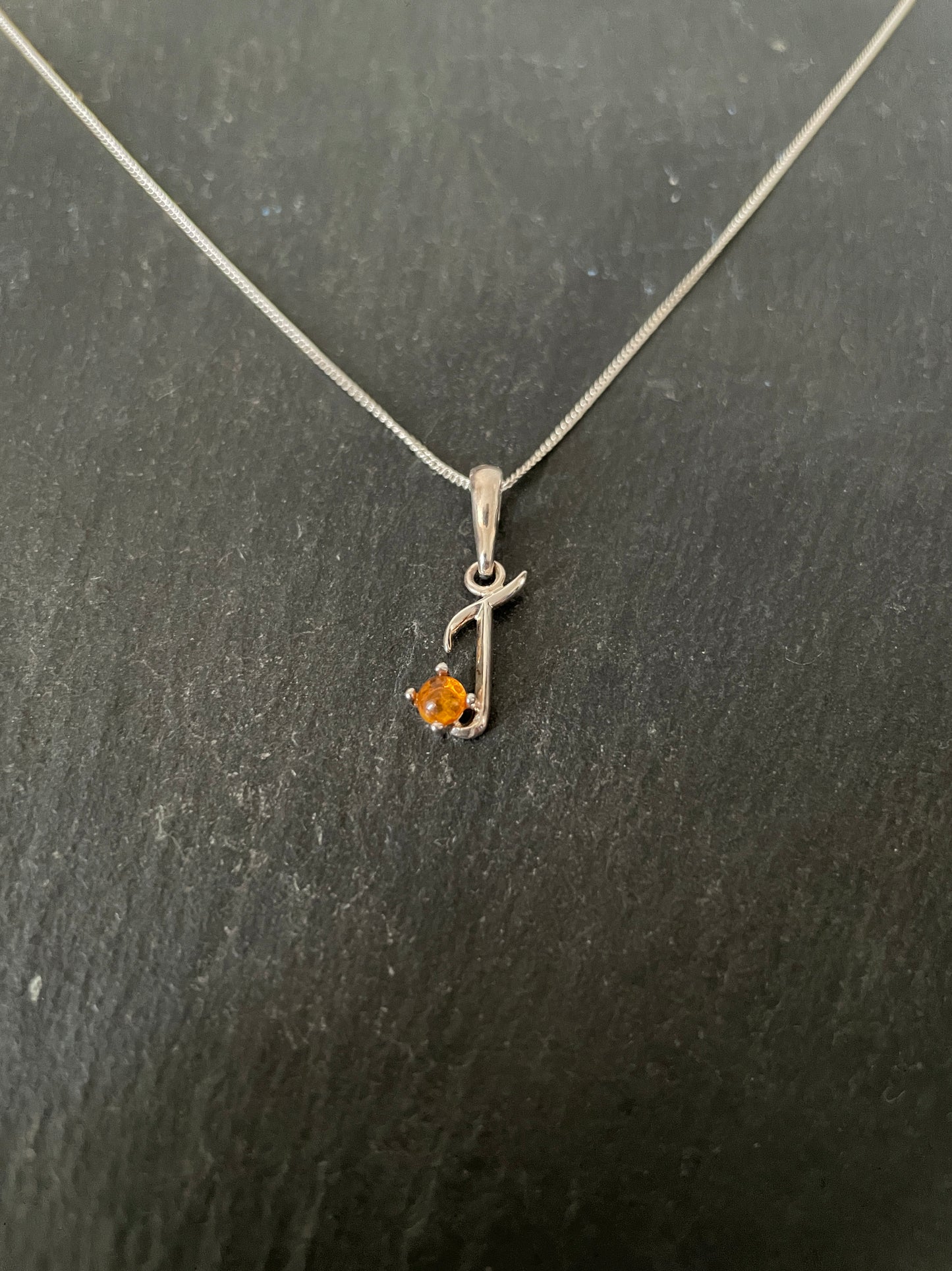 Letter J Amber Pendant image 1