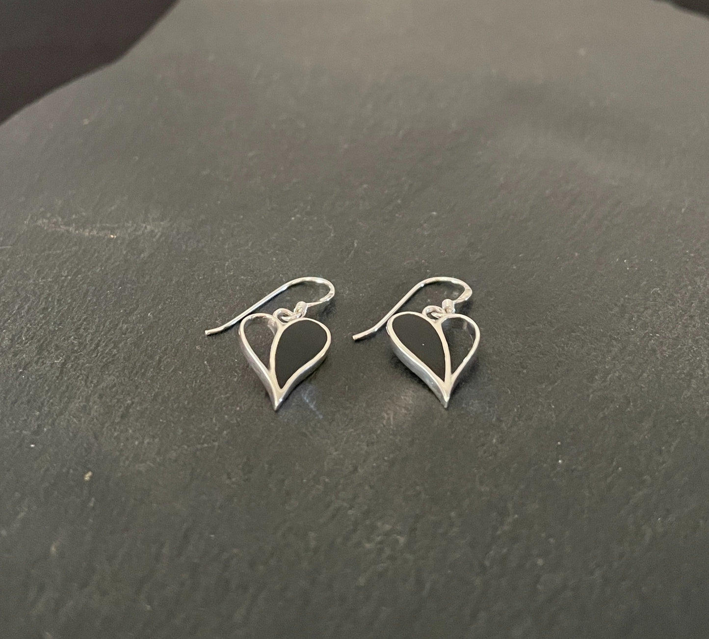 Black Onyx Heart Earrings image 1