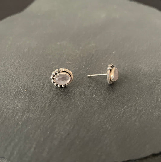 Oval Rose Quartz Studs image 1