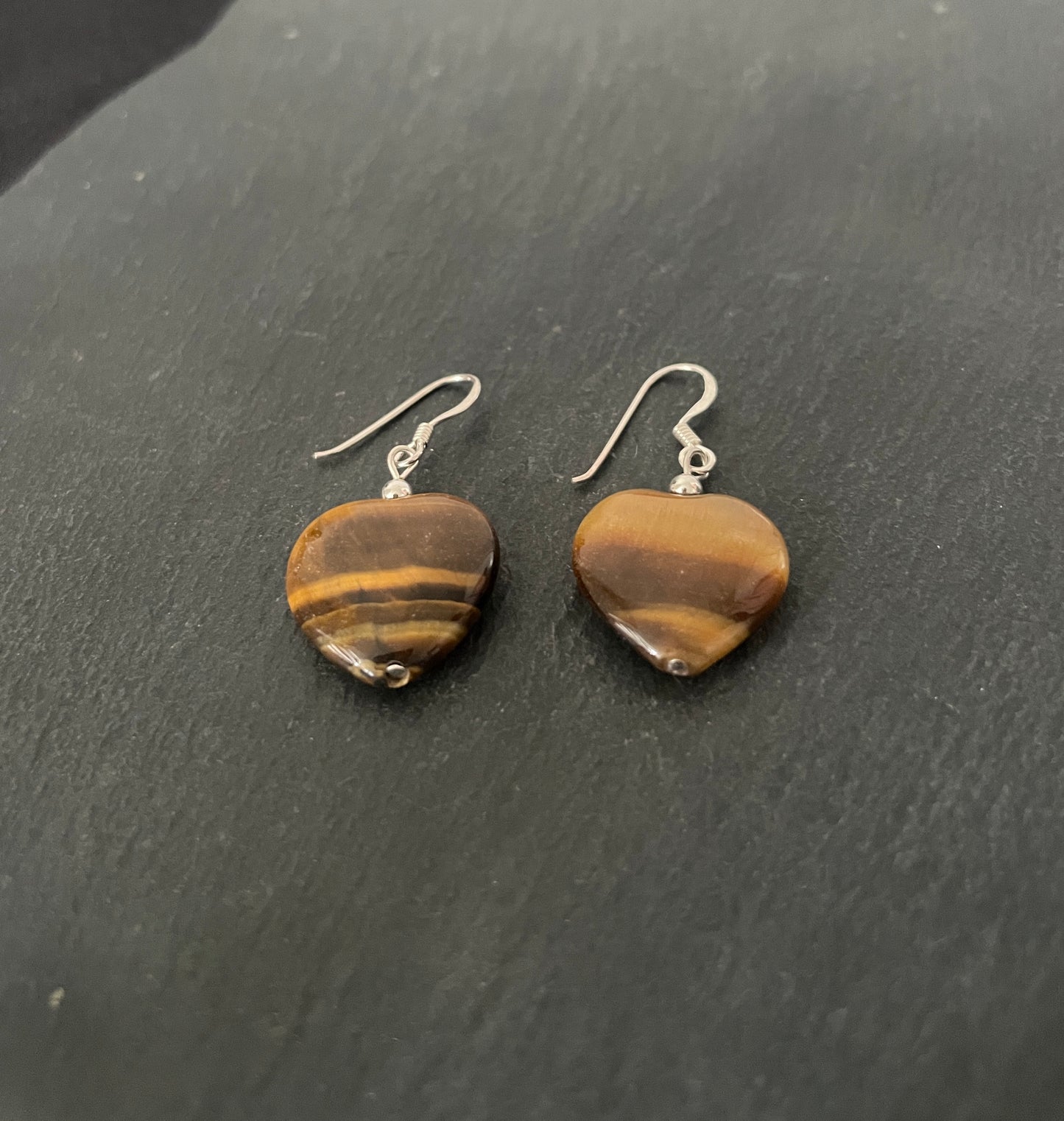 Tiger's Eye Heart Drop Earrings image 1
