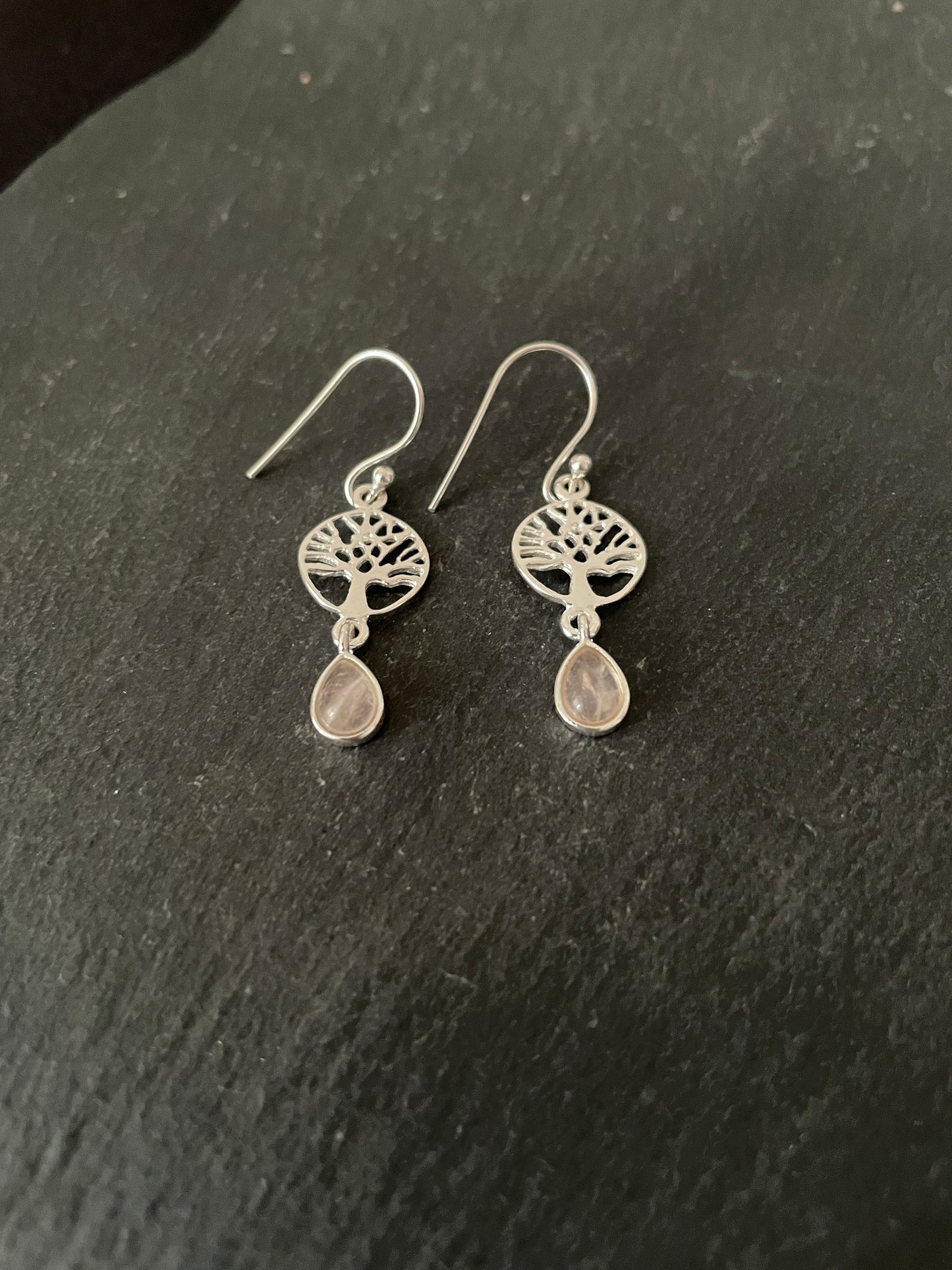 Rose Quartz Tree of Life Earrings image 1