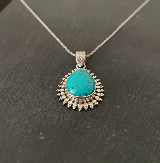 Turquoise and Silver Pendant image 1