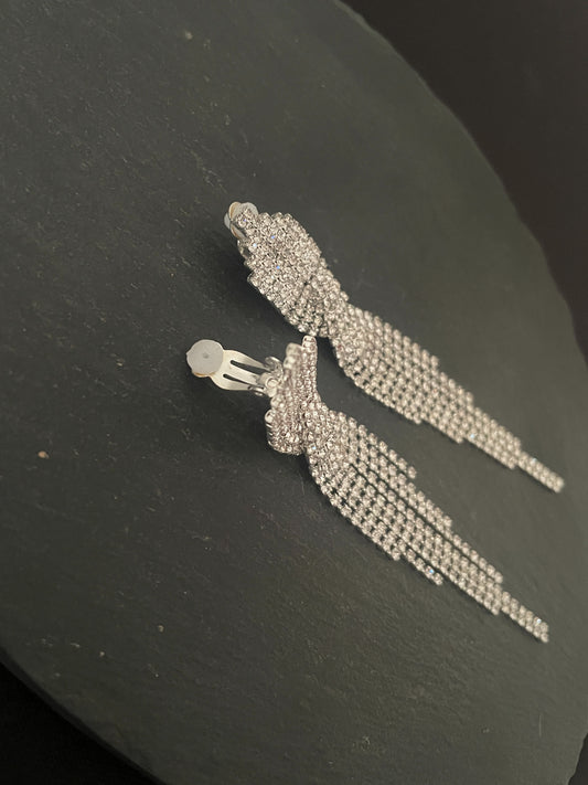 Twist Bling Drop Clip On Earrings image 1