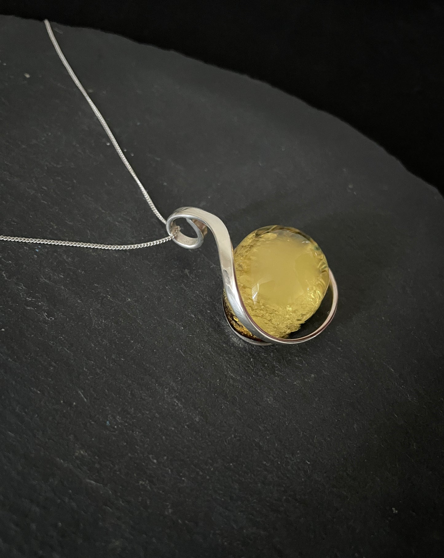 Amber and Handmade Silver Pendant image 2