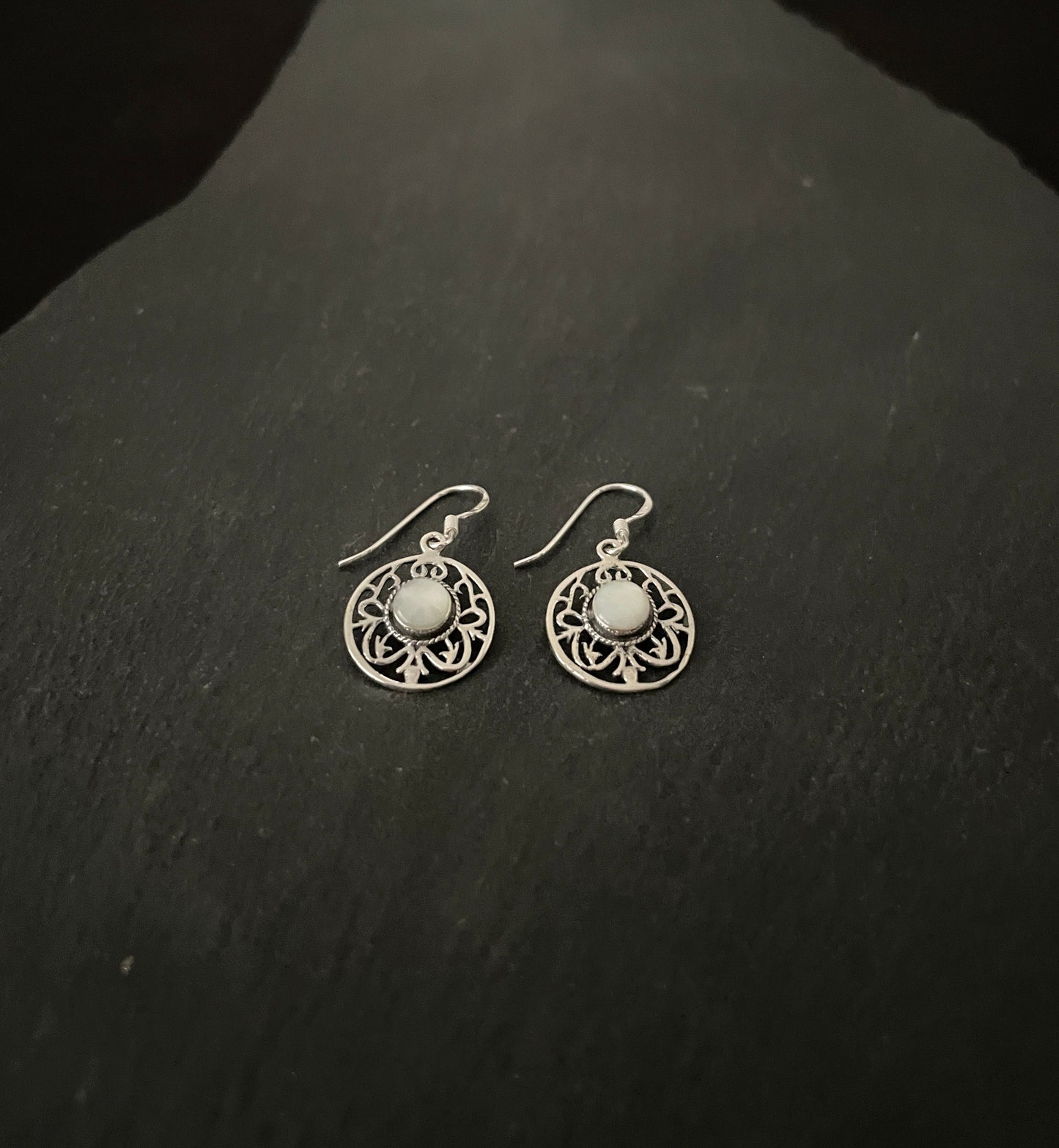 Round Mother Of Pearl Earrings image 1